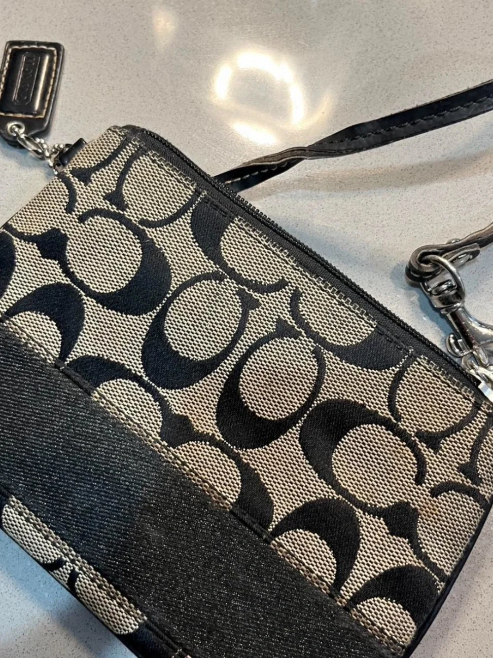 Coach Black Y2K Style Signature Canvas Wristlet
